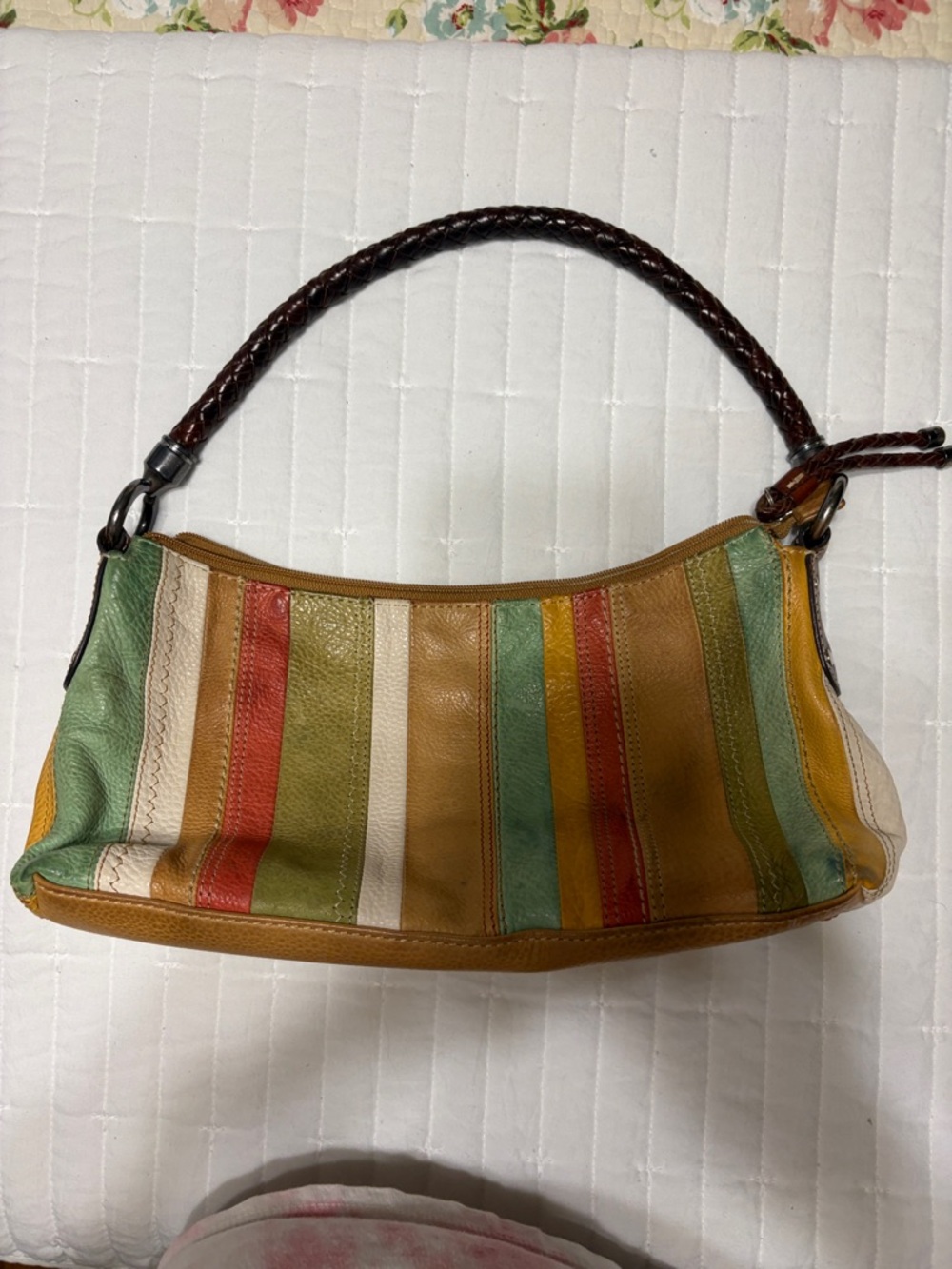 Vintage fossil striped hobo style handbag